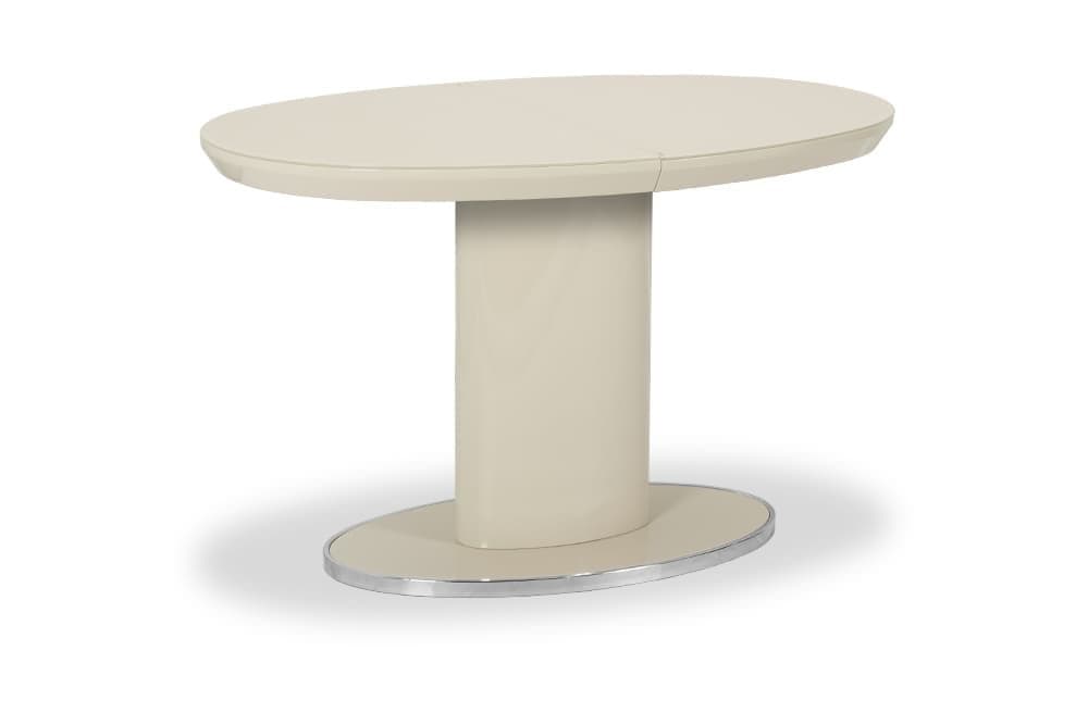 Стол лакированный обеденный раскладной AMELI – Овальный AERO, цвет капучино глянцевый лак, стекло капучино, размер 120 (+30)