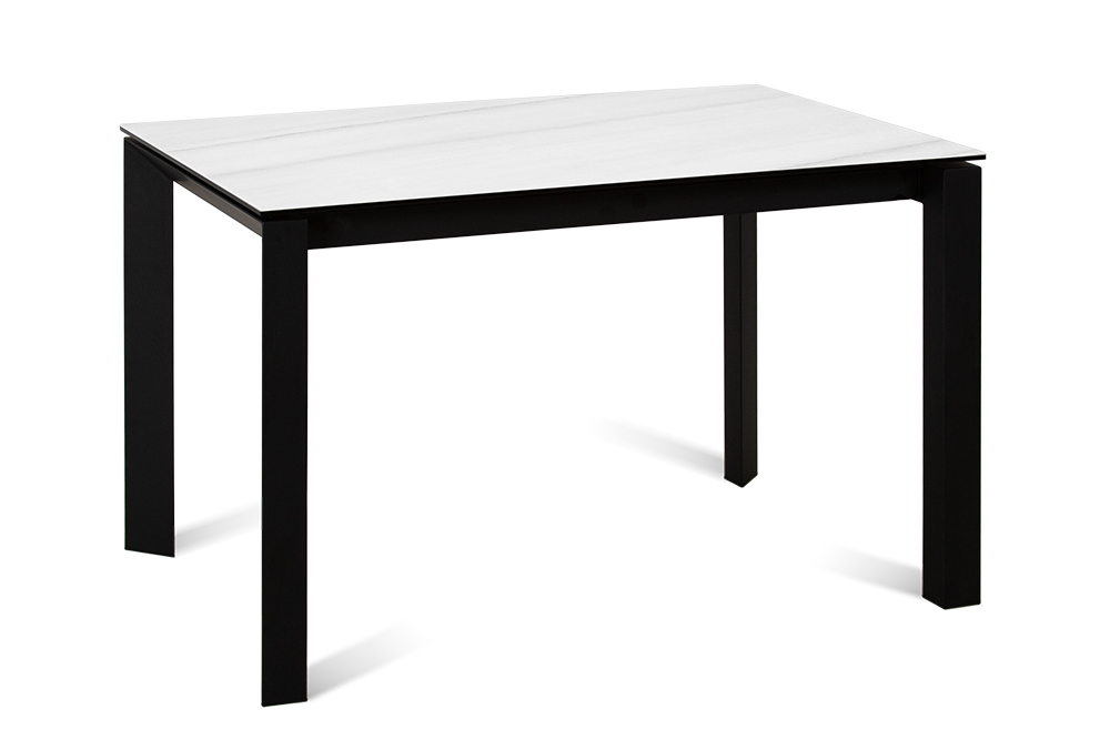Стол лакированный обеденный раздвижной MARIO – Прямоугольный AERO, цвет молочный мрамор, размер 120 (+60)