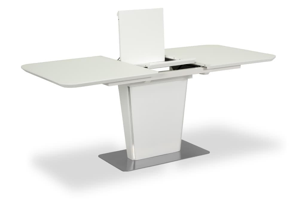 Стол лакированный обеденный раздвижной DALLAS – Прямоугольный AERO, цвет белый лак, белое стекло шелк, размер 120 (+40) 20684 - фото 7