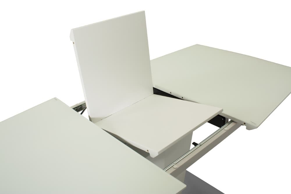 Стол лакированный обеденный раздвижной NORMAN – Прямоугольный AERO, цвет белый лак, белое стекло шелк, размер 140 (+40) 20681 - фото 4