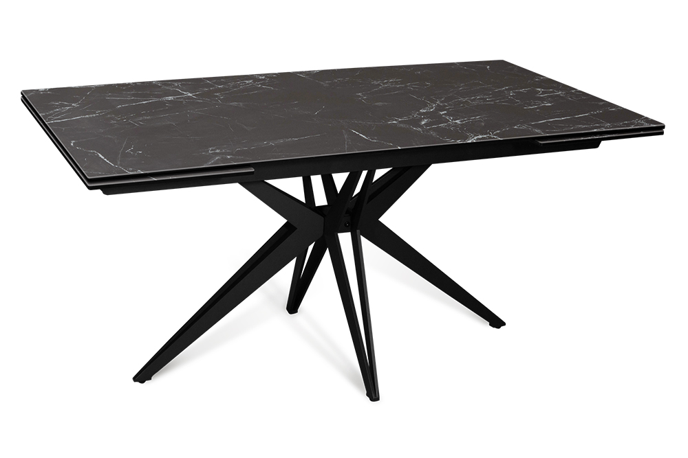 Стол обеденный раздвижной GENT - Прямоугольный AERO, цвет черный мрамор, размер 160 (+40) (+40)
