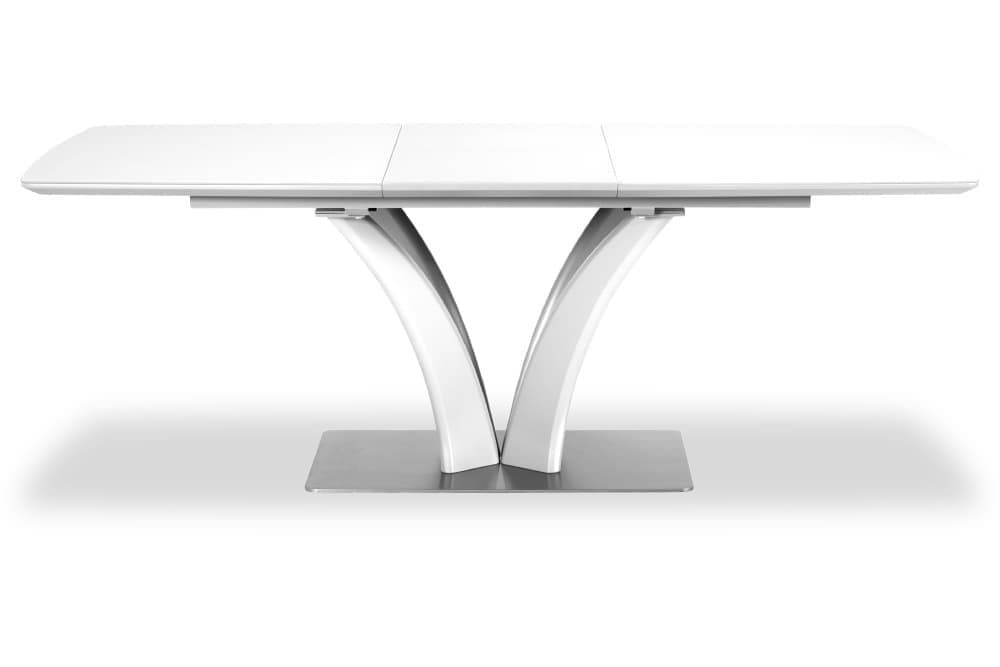 Стол лакированный обеденный раздвижной FLORA – Прямоугольный AERO, цвет белый лак, белое стекло шелк, размер 160 (+50) 46588 - фото 4