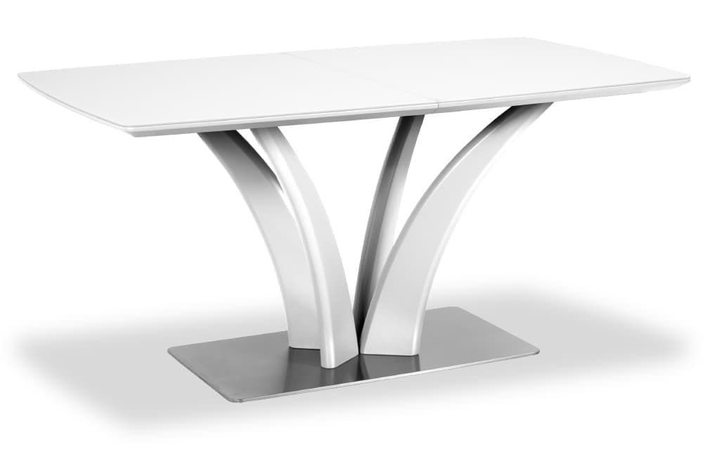 Стол лакированный обеденный раздвижной FLORA – Прямоугольный AERO, цвет белый лак, белое стекло шелк, размер 160 (+50) 46588 - фото 2