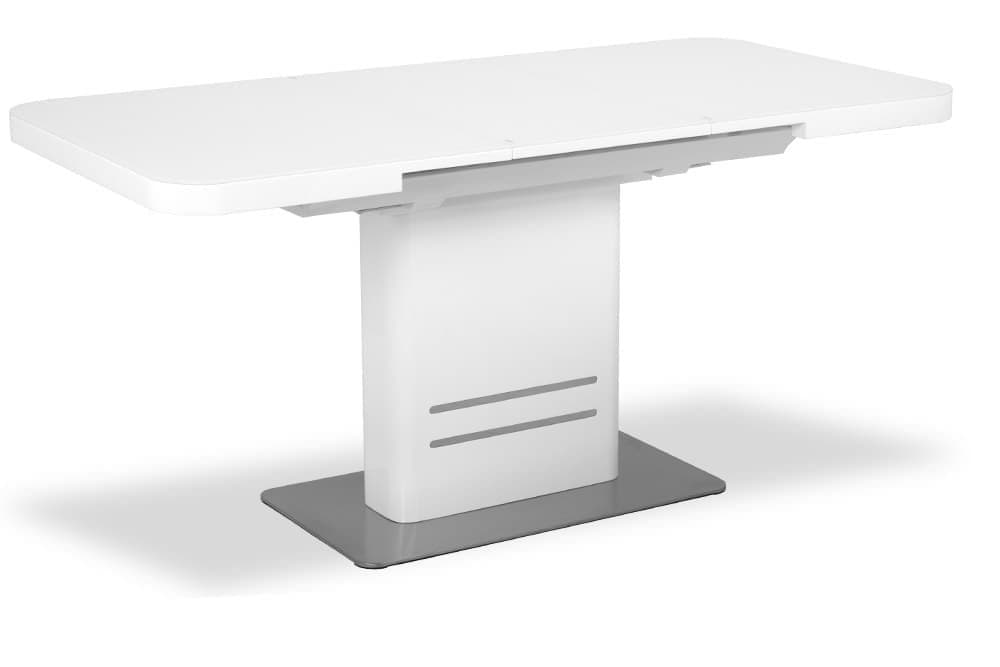 Стол лакированный обеденный раскладной SWEDEN – Прямоугольный AERO, цвет белый лак, белое стекло, размер 120 (+40) 39490 - фото 2
