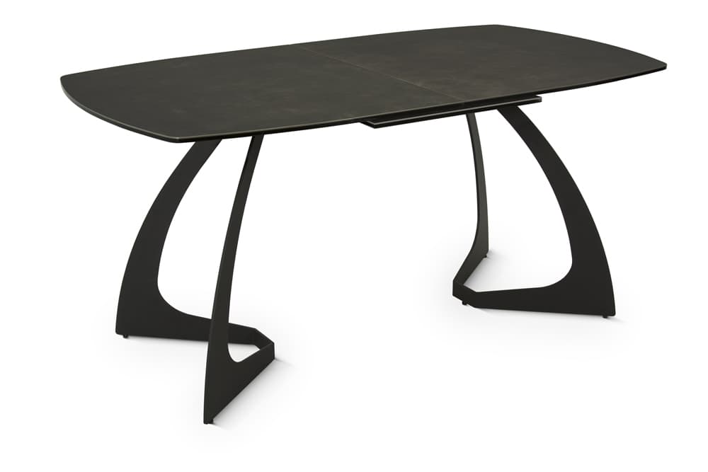 Стол обеденный раздвижной ITALY – Прямоугольный AERO, цвет керамическая столешница - базальт, основание - черная сталь, размер 160 (+50) 41388 - фото 1
