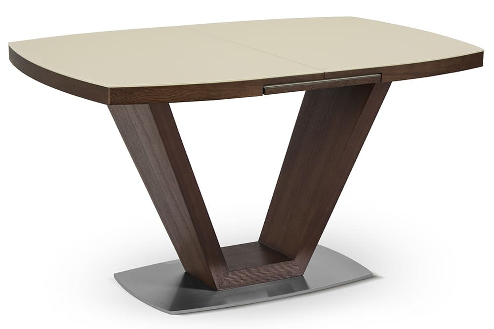 Стол деревянный обеденный раздвижной KANSAS – Прямоугольный AERO, цвет венге, стекло крем шелк, размер 140 (+40) 21943 - фото 1