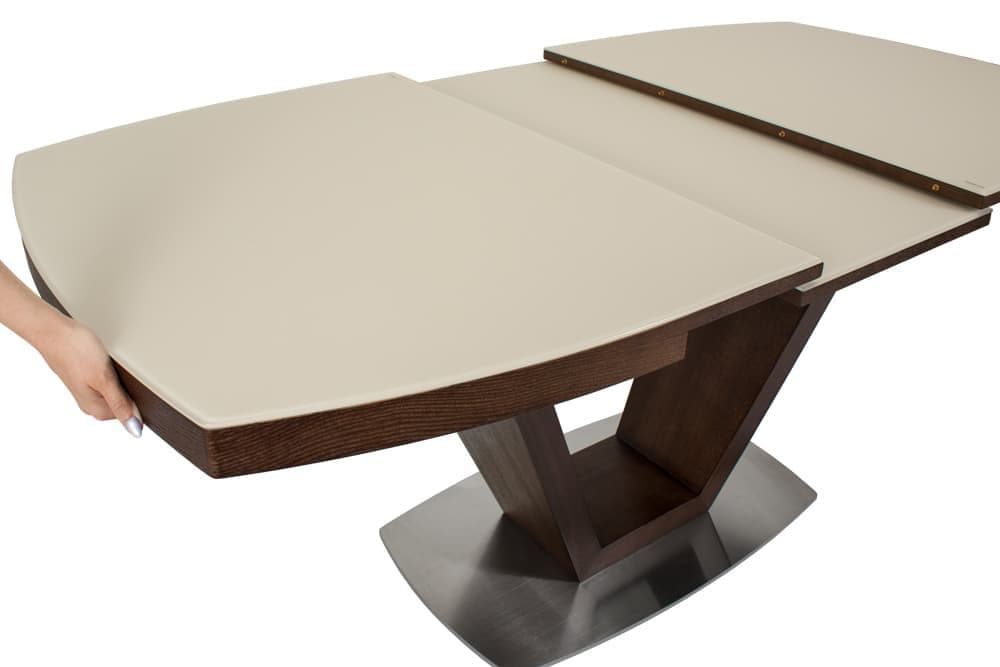 Стол деревянный обеденный раздвижной KANSAS – Прямоугольный AERO, цвет венге, стекло крем шелк, размер 160 (+50) 38745 - фото 9