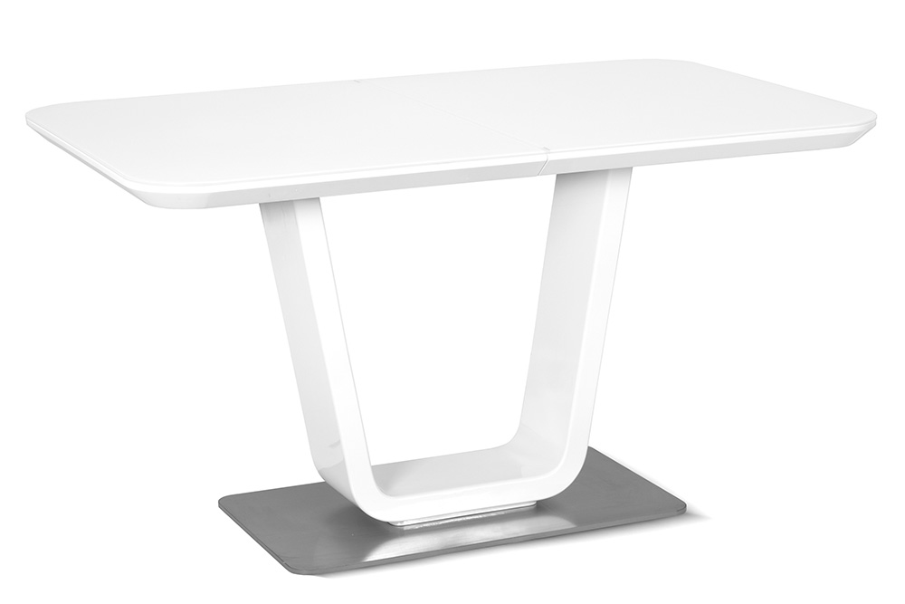 Стол лакированный обеденный раздвижной TOKYO – Прямоугольный AERO, цвет белый лак, белое стекло, размер 140 (+40) 21002 - фото 1