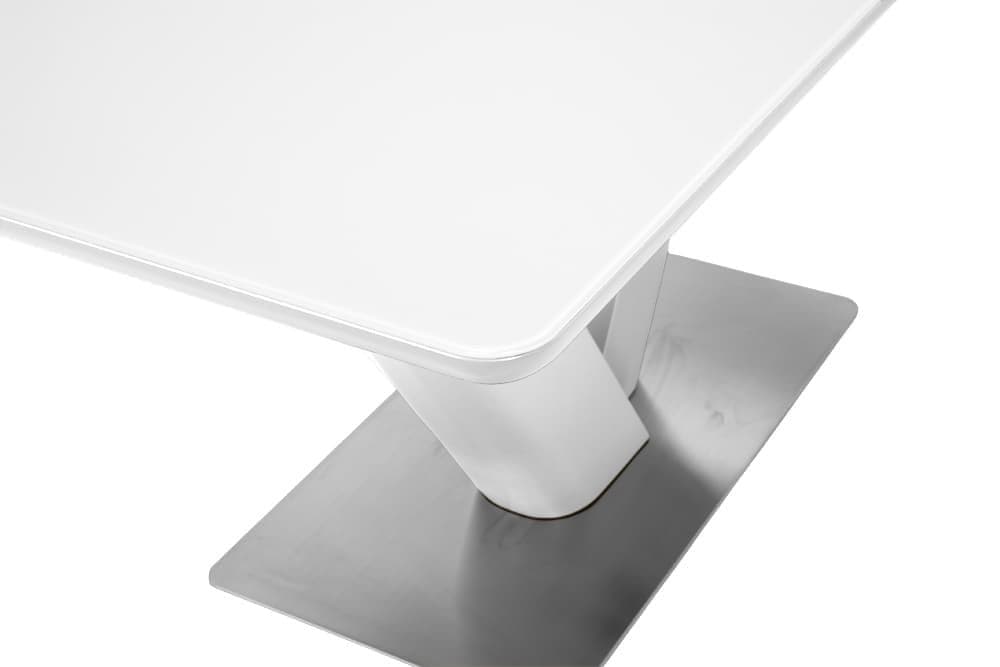 Стол лакированный обеденный раздвижной VENICE – Прямоугольный AERO, цвет белый лак, белое стекло шелк, размер 160 (+50) 21032 - фото 7