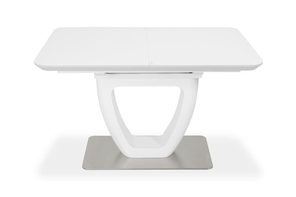 Стол лакированный обеденный раздвижной LAURA – Овальный AERO, цвет белый лак, белое стекло шелк, размер 120 (+40) 42525 - фото 4