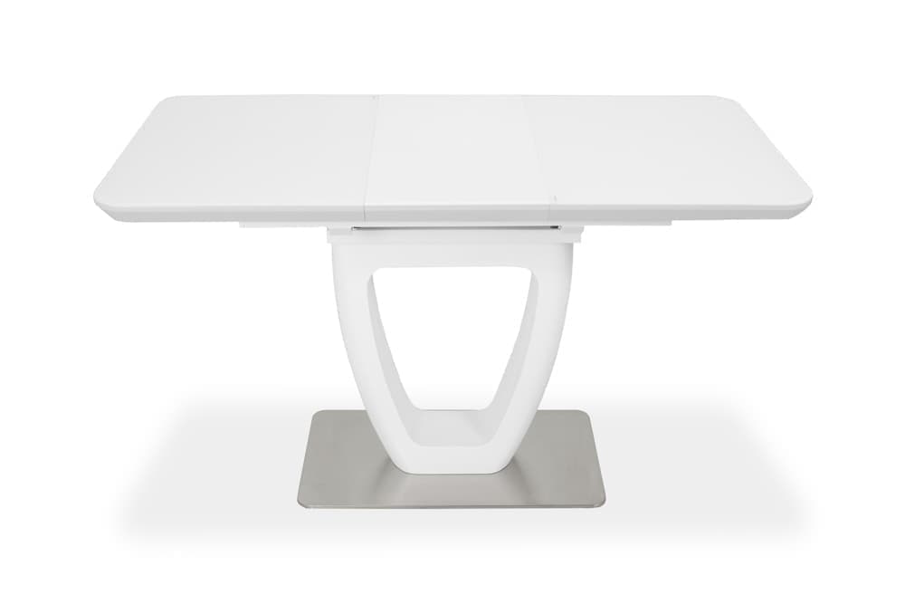 Стол лакированный обеденный раздвижной LAURA – Овальный AERO, цвет белый лак, белое стекло шелк, размер 120 (+40) 42525 - фото 3