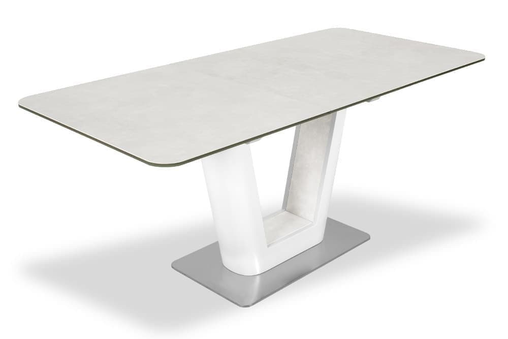Стол лакированный обеденный раскладной SPAIN – Прямоугольный AERO, цвет лак - цвет белый, керамическая столешница - цвет светло-серый, размер 140 (+40) 39222 - фото 3