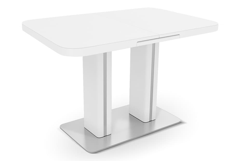 Стол лакированный обеденный раскладной DARIO – Прямоугольный AERO, цвет белый лак, белое стекло, размер 110 (+35) 56818 - фото 1