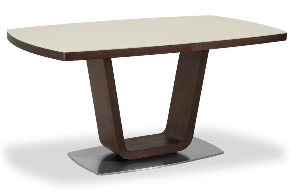 Стол деревянный обеденный раздвижной ALABAMA – Прямоугольный AERO, цвет венге, стекло крем шелк, размер 160 (+60)