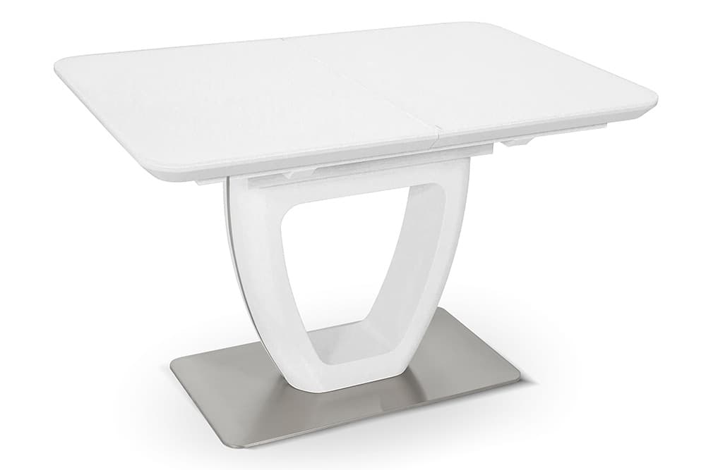 Стол лакированный обеденный раздвижной LAURA – Овальный AERO, цвет белый лак, белое стекло шелк, размер 120 (+40) 42525 - фото 1