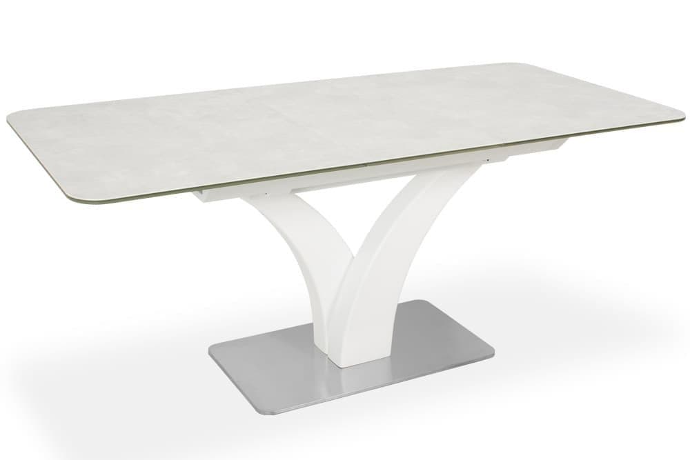 Стол лакированный обеденный раскладной FRANCE – Прямоугольный AERO, цвет лак - цвет белый, керамическая столешница - цвет светло-серый, размер 140 (+40) 46387 - фото 3
