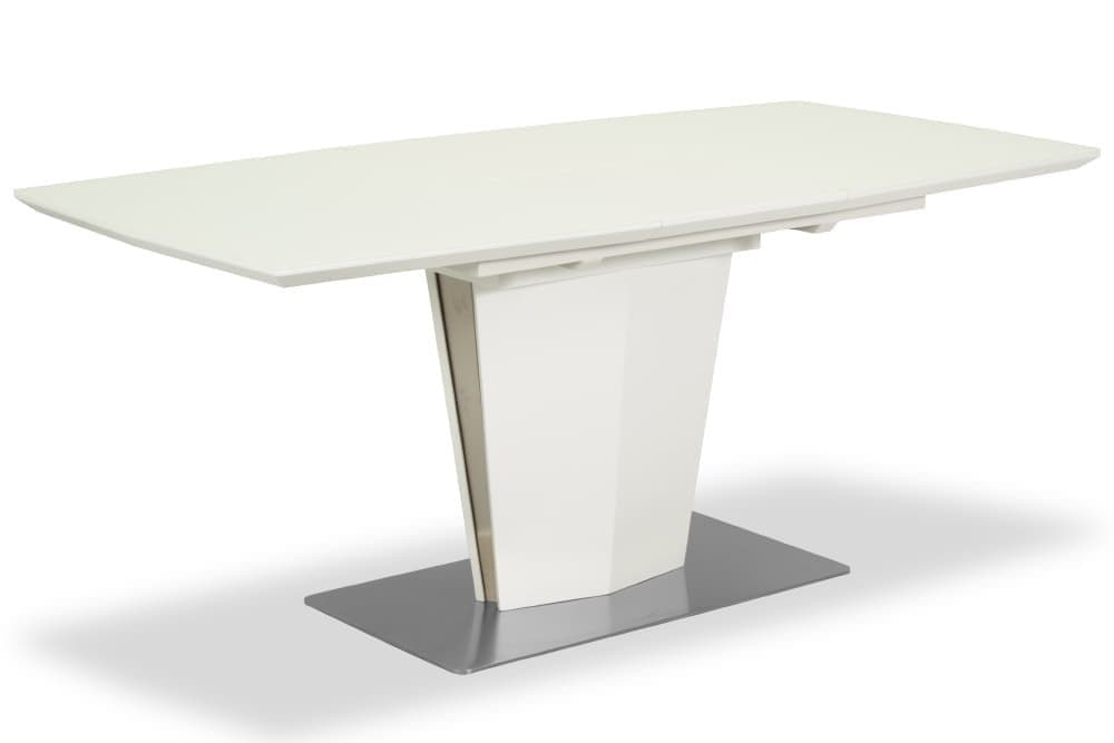 Стол лакированный обеденный раздвижной NORMAN – Прямоугольный AERO, цвет белый лак, белое стекло шелк, размер 140 (+40) 20681 - фото 2