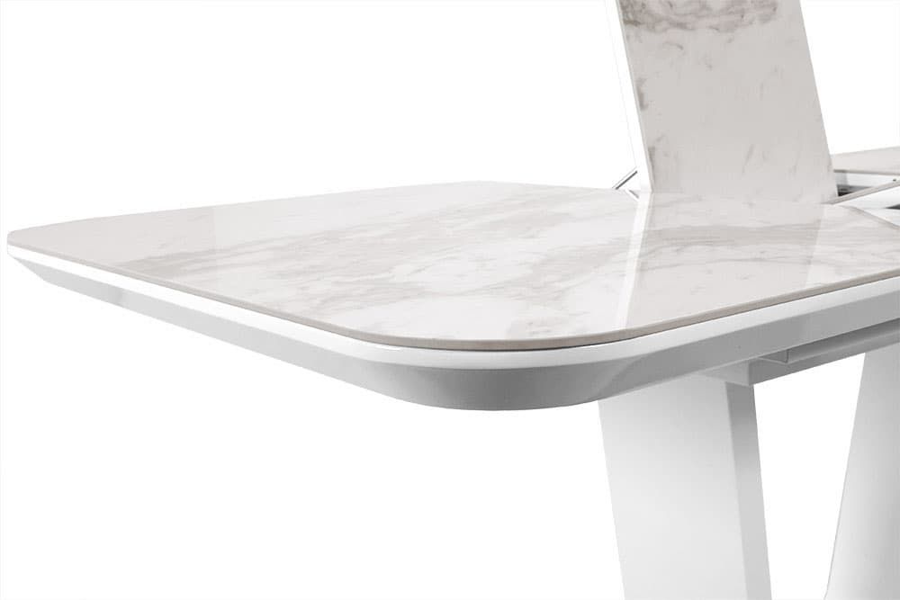 Стол лакированный обеденный раздвижной TOKYO – Прямоугольный AERO, цвет белый лак, керамическая столешница - цвет мрамор, размер 140 (+39) 51150 - фото 4
