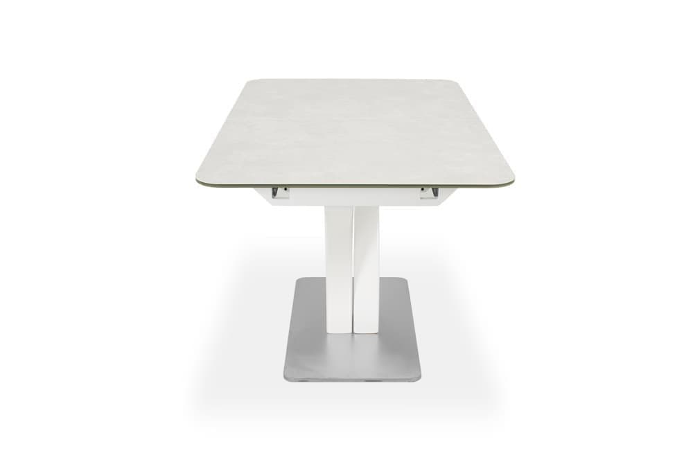 Стол лакированный обеденный раскладной FRANCE – Прямоугольный AERO, цвет лак - цвет белый, керамическая столешница - цвет светло-серый, размер 140 (+40) 46387 - фото 6