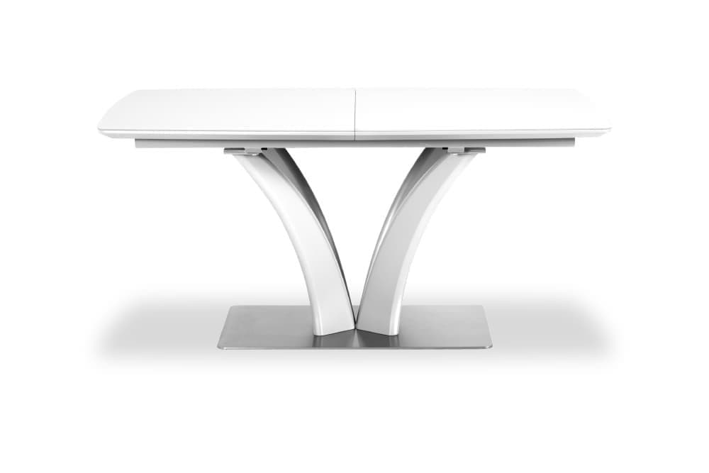 Стол лакированный обеденный раздвижной FLORA – Прямоугольный AERO, цвет белый лак, белое стекло шелк, размер 160 (+50) 46588 - фото 5