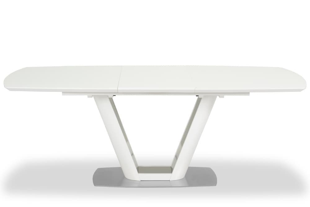 Стол лакированный обеденный раскладной MIAMI – Прямоугольный AERO, цвет белый лак, белое стекло шелк, размер 140 (+45) 46907 - фото 4