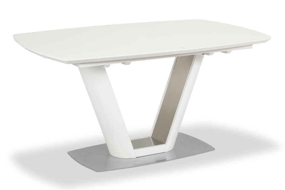 Стол лакированный обеденный раскладной MIAMI – Прямоугольный AERO, цвет белый лак, белое стекло шелк, размер 140 (+45) 46907 - фото 2