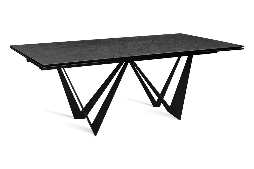 Стол обеденный раскладной PONTE – Прямоугольный AERO, цвет черный с белыми вкраплениями, размер 200 (+50) (+50)