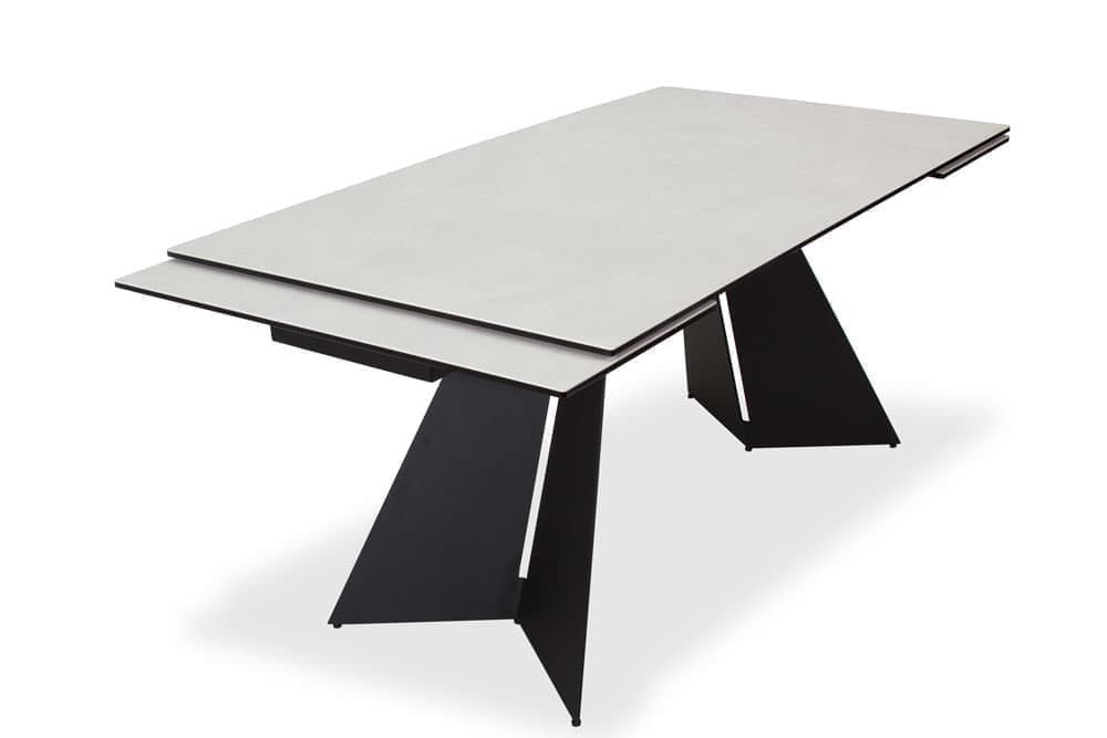 Стол обеденный раздвижной MORGAN – Прямоугольный AERO, цвет черная сталь, керамическая столешница - цвет светло-серый, размер 160 (+40) (+40) 47699 - фото 5