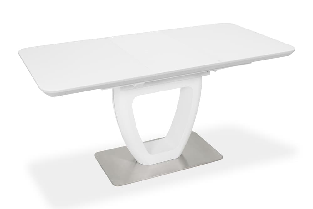 Стол лакированный обеденный раздвижной LAURA – Овальный AERO, цвет белый лак, белое стекло шелк, размер 120 (+40) 42525 - фото 2