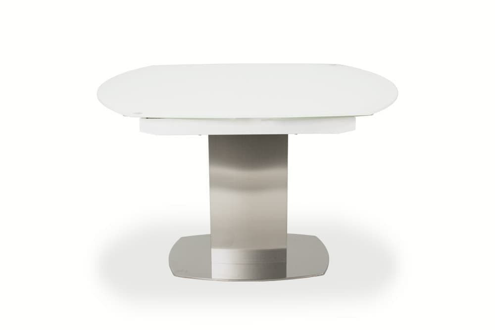 Стол лакированный обеденный раздвижной ORBITA – Овальный AERO, цвет нержавеющая сталь, белое стекло шелк, размер 130 (+30) (+30) 47078 - фото 4