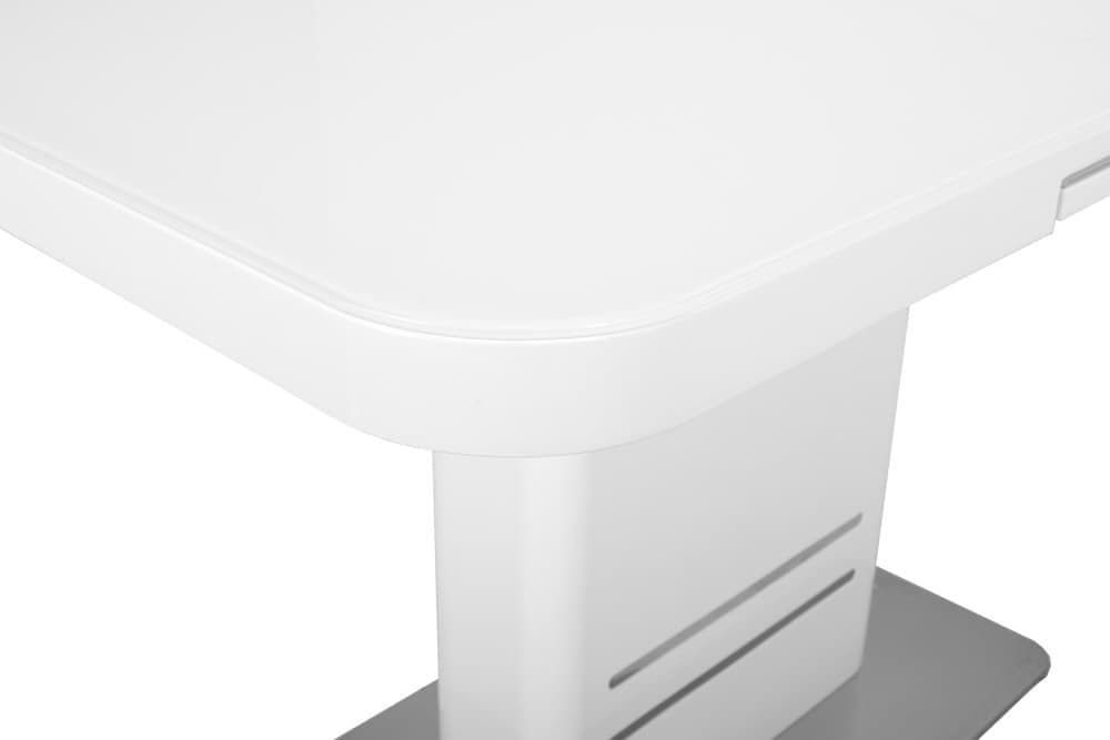 Стол лакированный обеденный раскладной SWEDEN – Прямоугольный AERO, цвет белый лак, белое стекло, размер 120 (+40) 39490 - фото 4