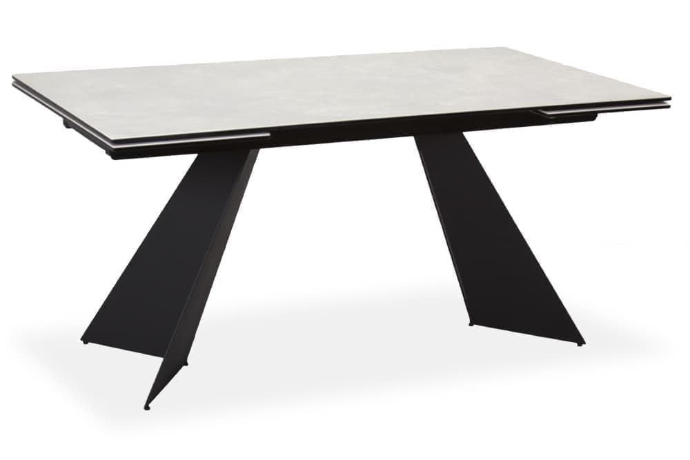 Стол обеденный раздвижной MORGAN – Прямоугольный AERO, цвет черная сталь, керамическая столешница - цвет светло-серый, размер 160 (+40) (+40) 47699 - фото 1