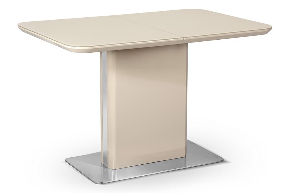 Стол лакированный обеденный раскладной BARBARA – Прямоугольный AERO, цвет капучино лак, стекло капучино, размер 120 (+40)