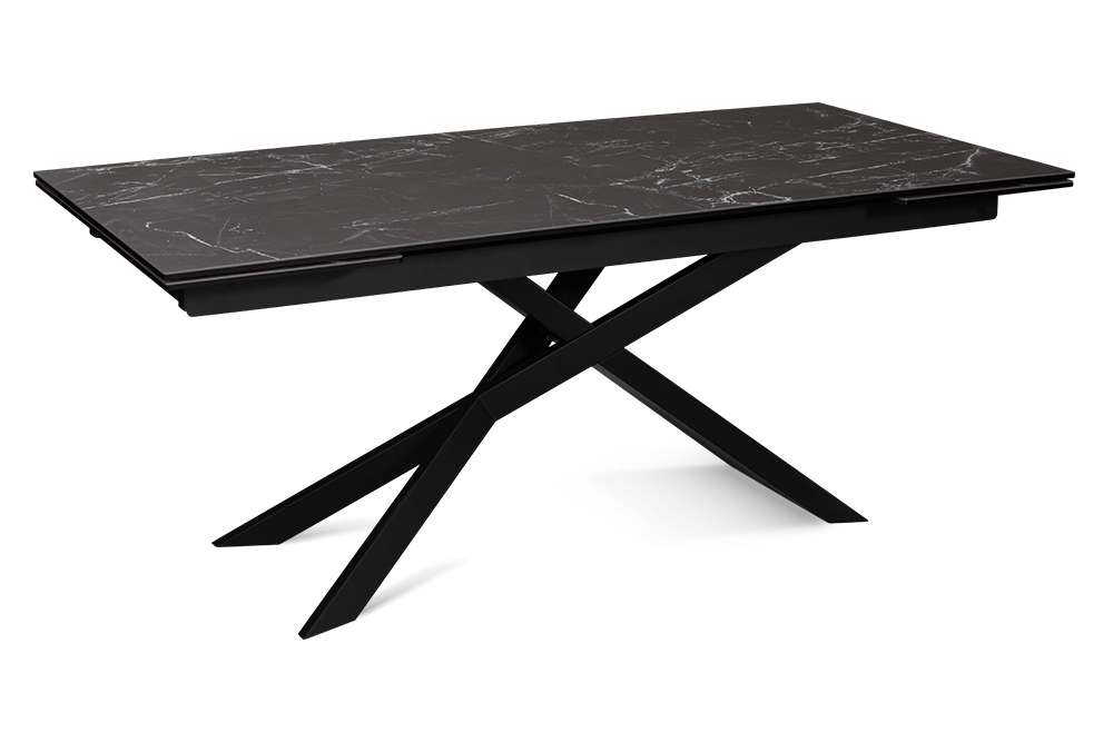 Стол обеденный раздвижной NAPOLI - Прямоугольный AERO, цвет черный мрамор, размер 180 (+40) (+40)