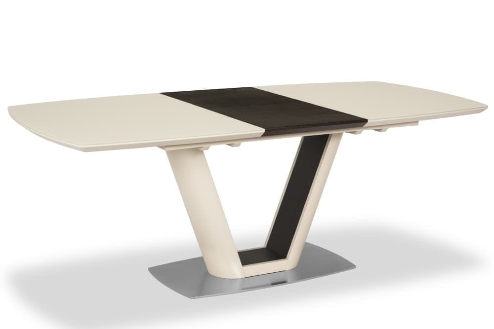 Стол лакированный обеденный раскладной MIAMI – Прямоугольный AERO, цвет лак - цвет крем, стекло крем шелк, размер 140 (+45) 21499 - фото 3