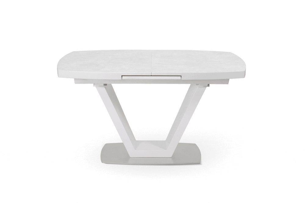 Стол деревянный обеденный раздвижной KANSAS – Прямоугольный AERO, цвет лак - цвет белый, керамическая столешница - цвет светло-серый, размер 140 (+40) 46003 - фото 2