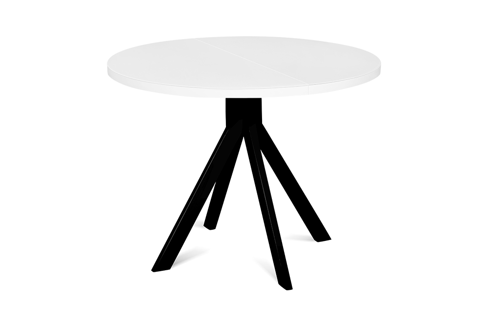 Стол раскладной OSAKA 100 WHITE GLASS BK AERO, цвет белое стекло, черные ножки, размер 100 (+35)