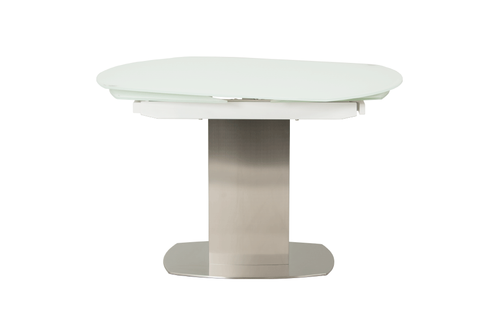 Стол лакированный обеденный раздвижной ORBITA – Овальный AERO, цвет нержавеющая сталь, белое стекло шелк, размер 130 (+30) (+30) 47078 - фото 3