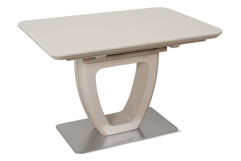 Стол лакированный обеденный раздвижной LAURA – Овальный AERO, цвет капучино лак, стекло капучино шелк, размер 120 (+40)