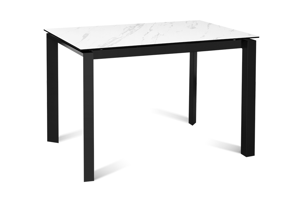 Стол лакированный обеденный раздвижной MARIO – Прямоугольный AERO, цвет белый мрамор, размер 110 (+50)