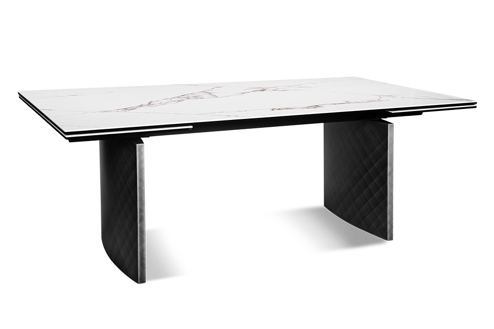 Стол обеденный раздвижной BRUNEI - Прямоугольный AERO, цвет белый кристалл, серые ножки, размер 200 (+50) (+50)