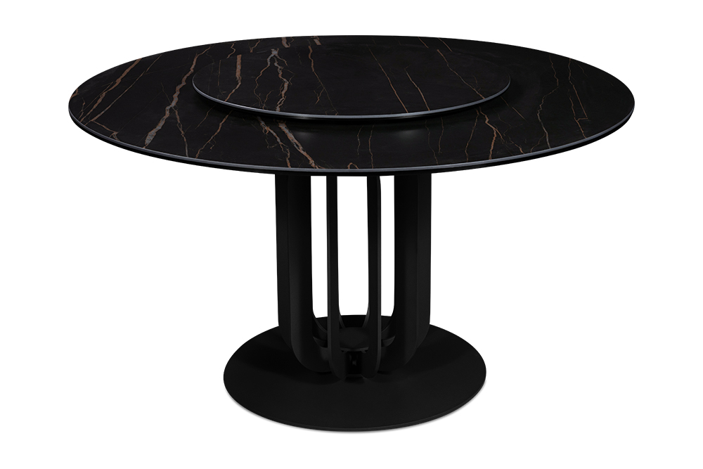 Стол обеденный раздвижной BOLZANO - круглый AERO, цвет черный мрамор, размер 138