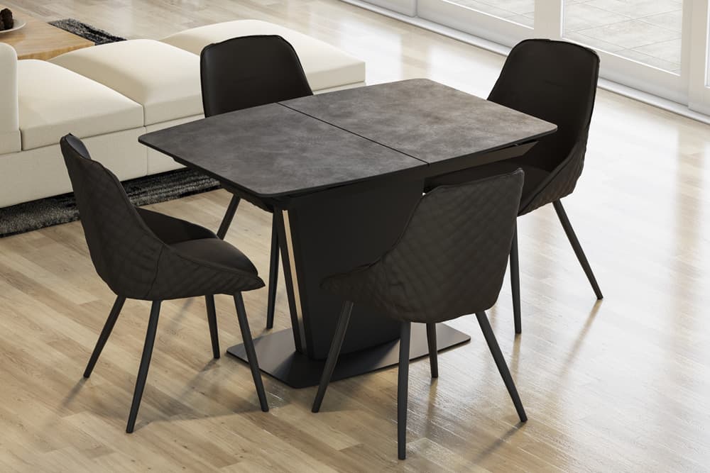 Стол обеденный раскладной PARIS – Прямоугольный AERO, цвет керамическая столешница - цвет базальт, черный лак, размер 120 (+40) 50786 - фото 3