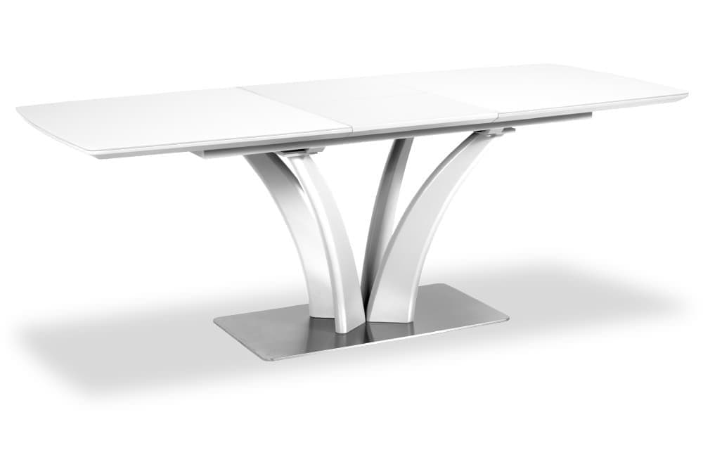 Стол лакированный обеденный раздвижной FLORA – Прямоугольный AERO, цвет белый лак, белое стекло шелк, размер 160 (+50) 46588 - фото 3