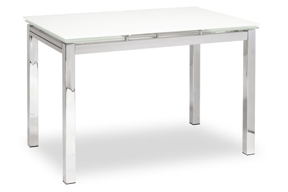 Стол стеклянный кухонный раскладной CUBO – Прямоугольный AERO, цвет хром, экстра белое стекло, размер 110  (+30) (+30)