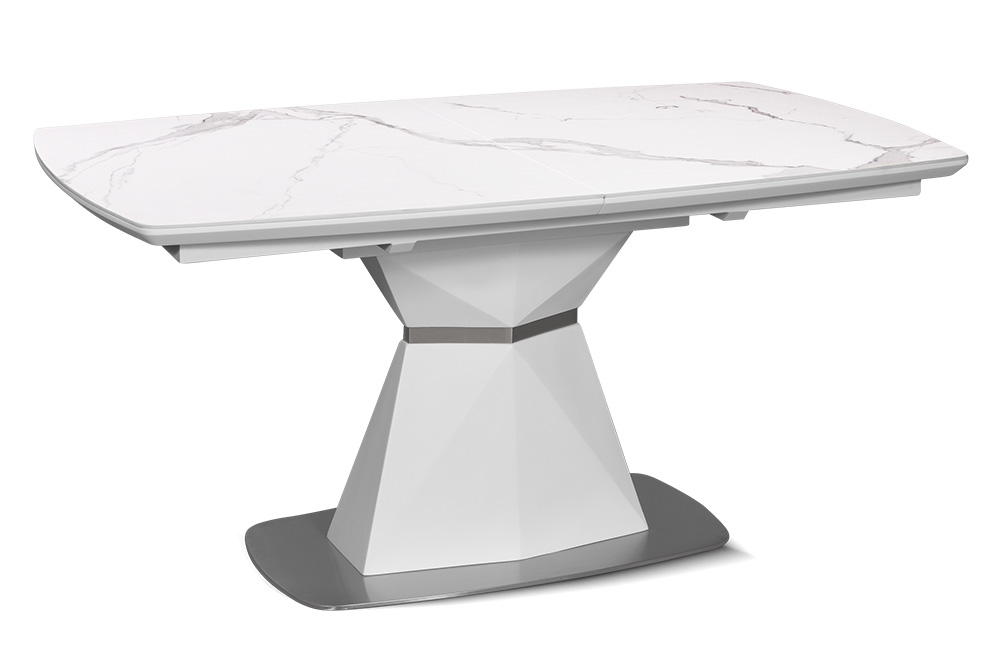 Стол обеденный раздвижной DIAMANT 160 ROMA CER – Прямоугольный AERO, цвет белый мрамор, размер 158 (+49)