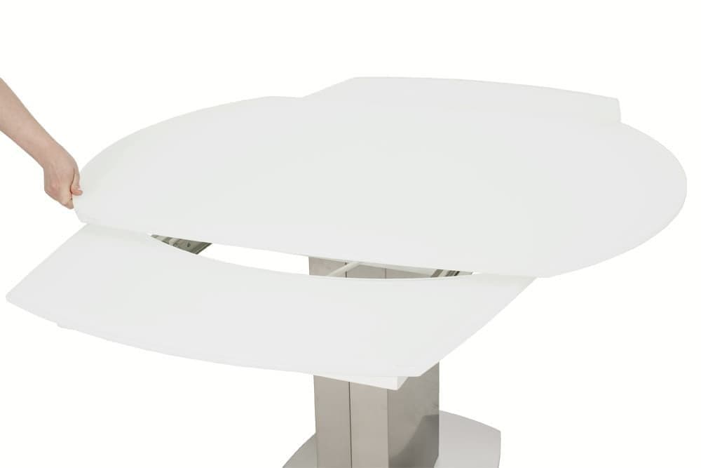 Стол лакированный обеденный раздвижной ORBITA – Овальный AERO, цвет нержавеющая сталь, белое стекло шелк, размер 130 (+30) (+30) 47078 - фото 8