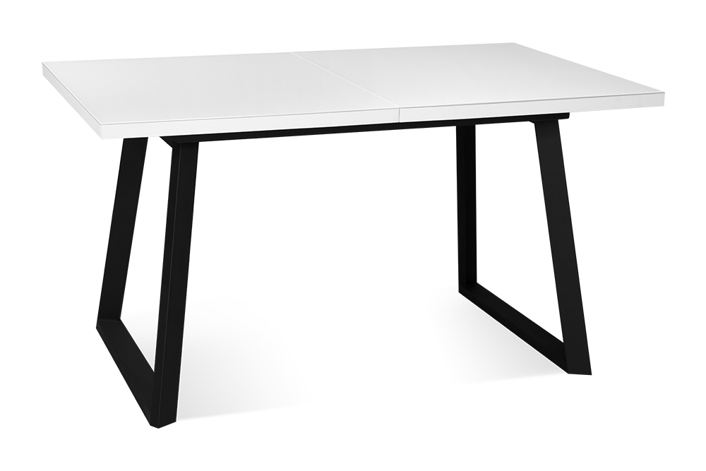 Стол раскладной BERNER 140 WHITE GLASS BK - прямоугольный AERO, цвет белый, черные ножки, размер 140 (+45) 101212 - фото 1
