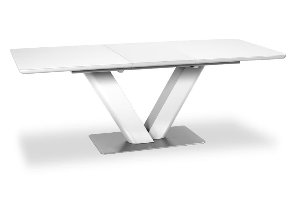 Стол лакированный обеденный раздвижной VENICE – Прямоугольный AERO, цвет белый лак, белое стекло шелк, размер 160 (+50) 21032 - фото 2
