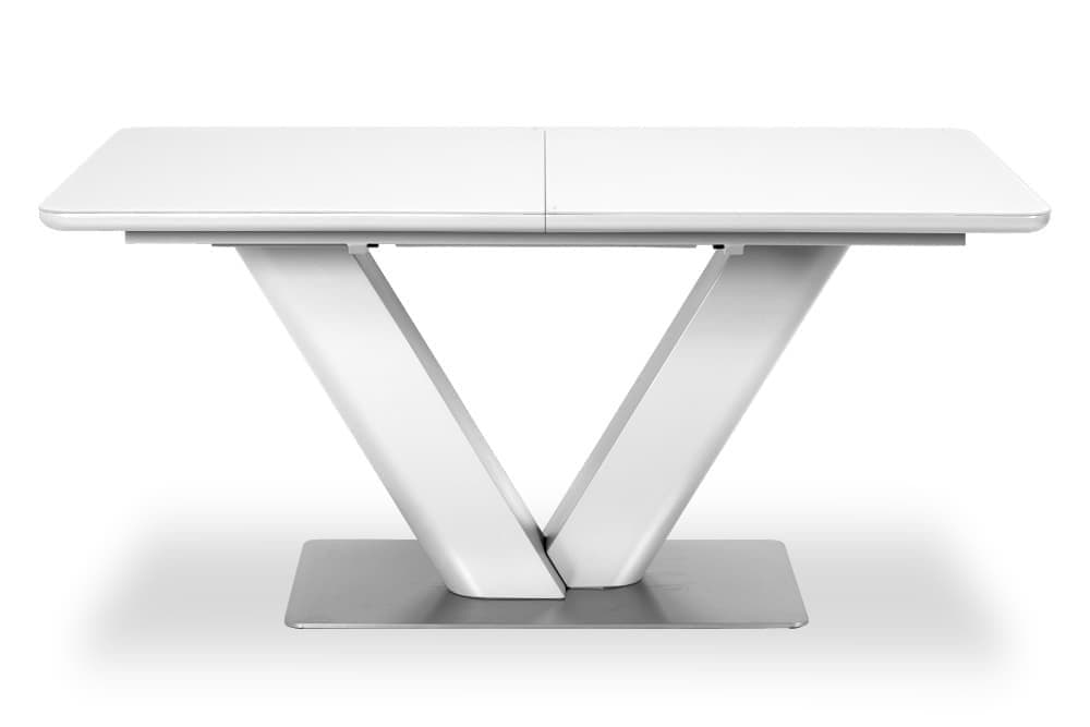 Стол лакированный обеденный раздвижной VENICE – Прямоугольный AERO, цвет белый лак, белое стекло шелк, размер 160 (+50) 21032 - фото 4